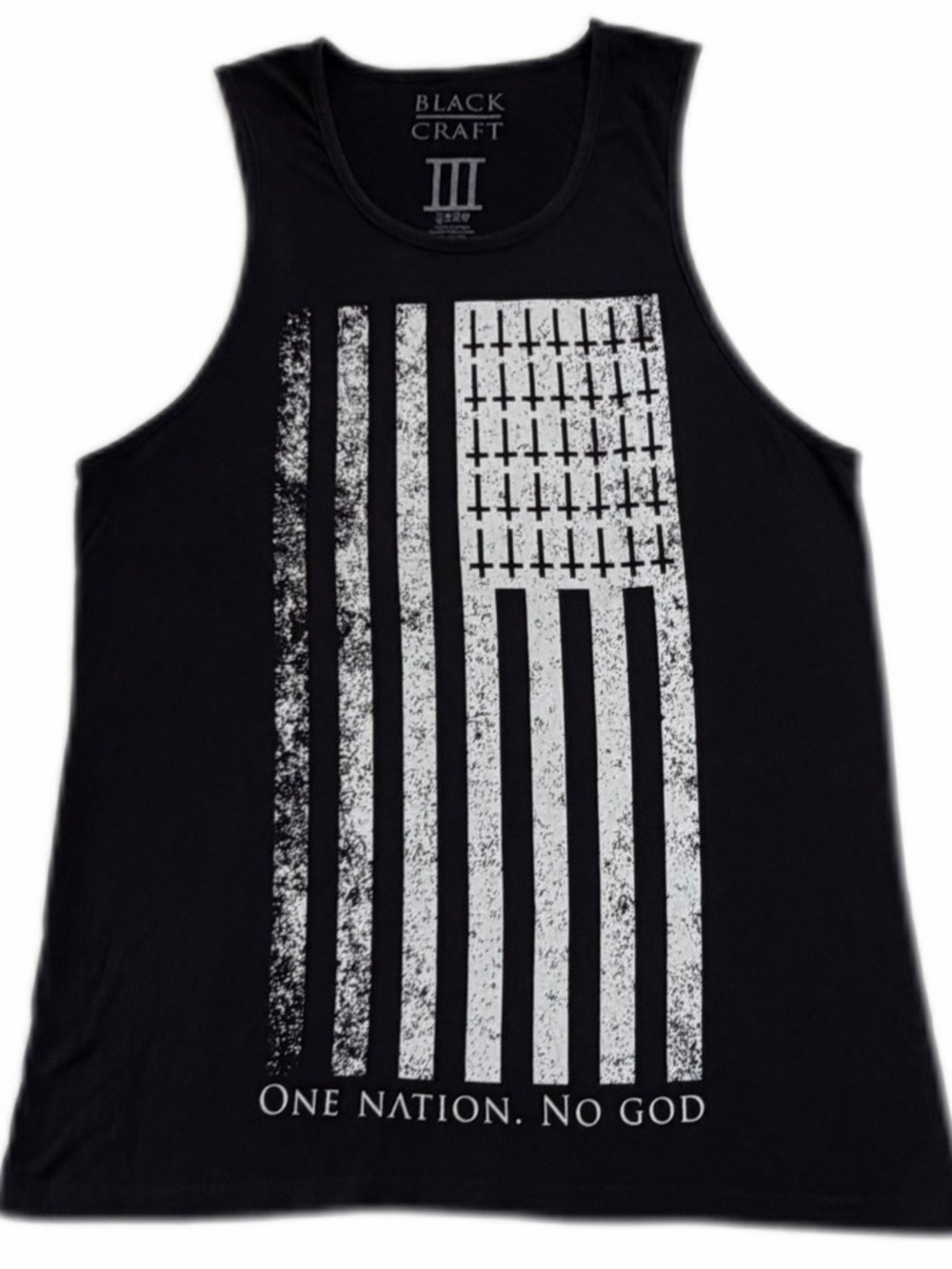 Blackcraft Cult Graphic Tank Top Black “One Nation” Flag Print Mens Med/Large